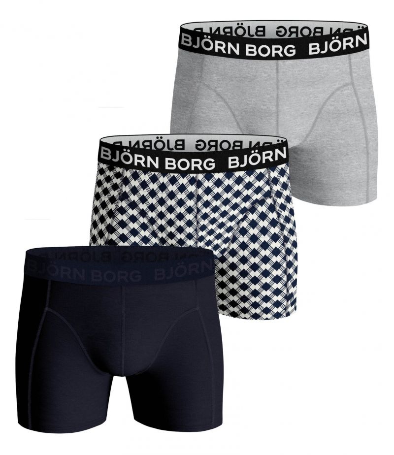 Bjornborg Shorts for Him Combed Cotton 3P blauw M -