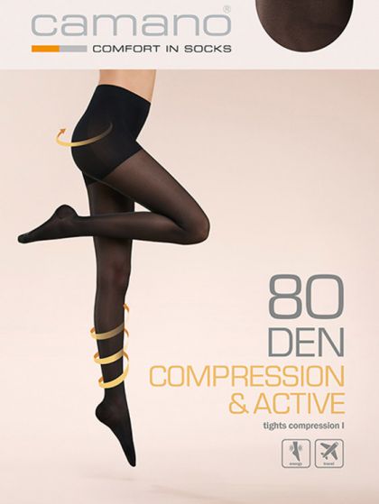 Camano Compression & Aktiv 80 den tights 1p huidskleur 42-44 -