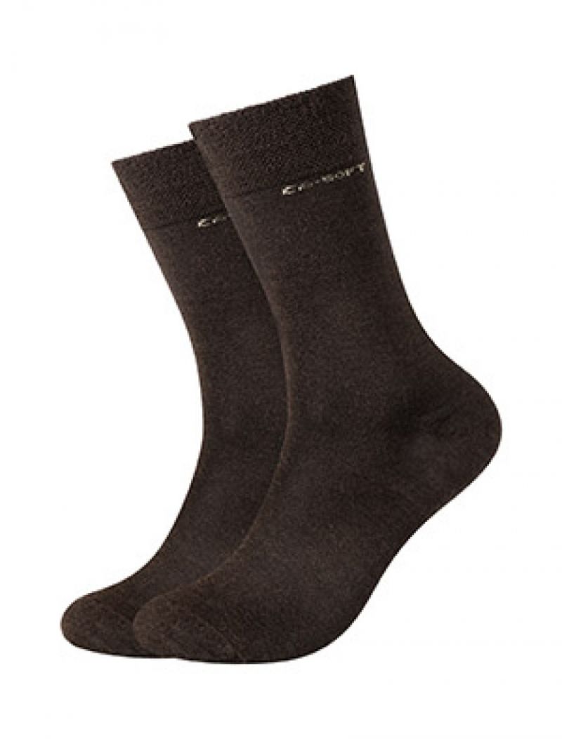 Camano Unisex ca-soft tex wool Socks 2p bruin 39-42