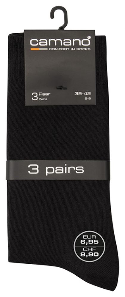 Camano Unisex comfort cotton Socks 3p zwart 43-46