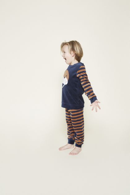 Charliechoe Boys pyjama velours set blauw 122/128 -