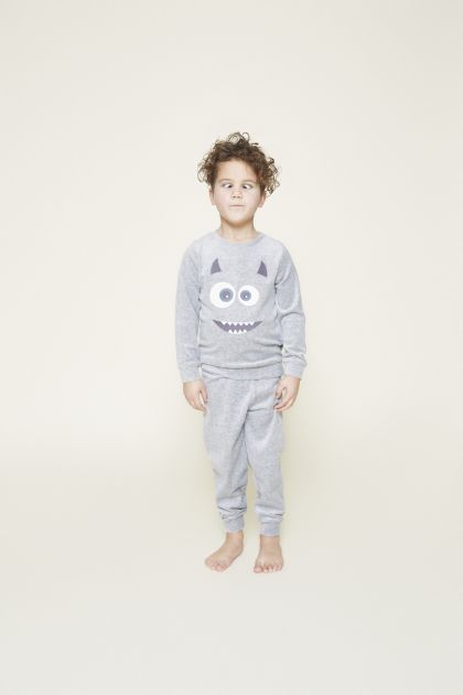 Charliechoe Boys pyjama velours set grijs 86/92 -