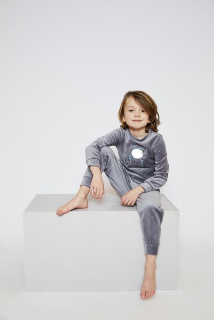 Charliechoe Boys velours set grijs 158/164 -