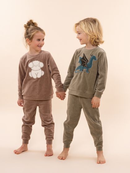 Charliechoe Boys Velours set kaki 158/164 -