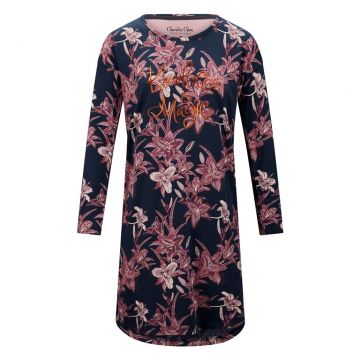 Charliechoe Dames Nachthemd Bigshirt Blauw Lelie blauw L -