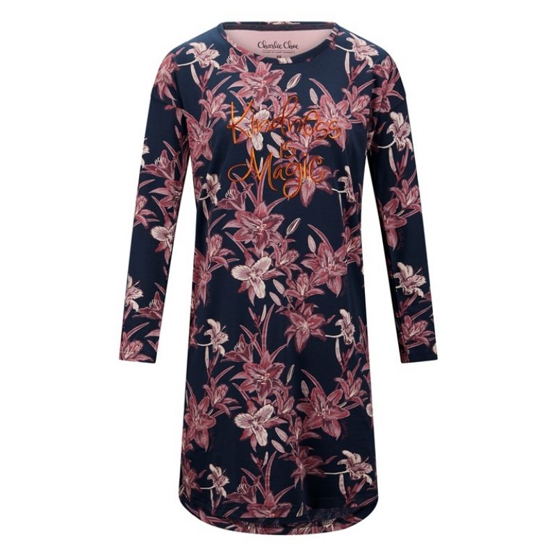 Charliechoe Dames Nachthemd Bigshirt Blauw Lelie blauw L -