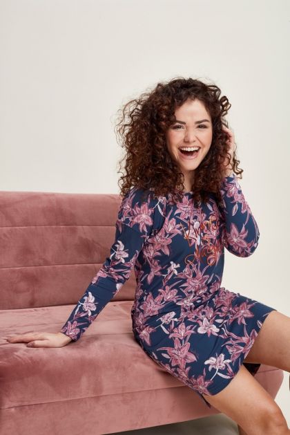 Charliechoe Dames Nachthemd Bigshirt Blauw Lelie blauw L -