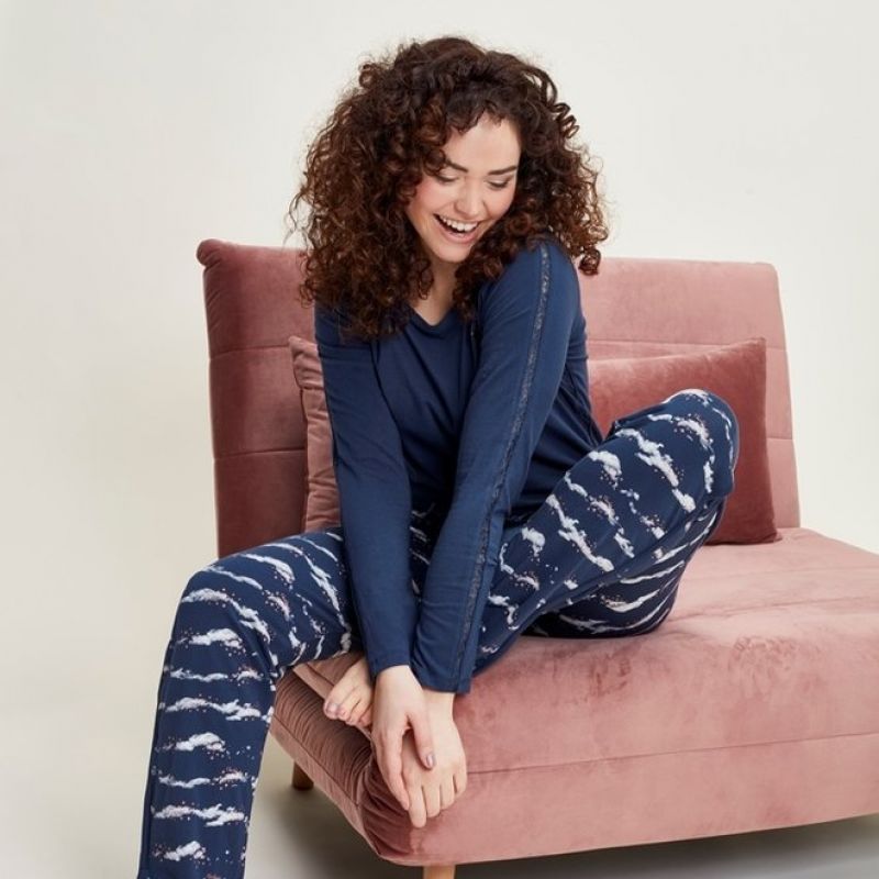 Charliechoe Dames Pyjama Blauw Wolken blauw Xl -