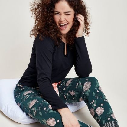 Charliechoe Dames Pyjama Groen Bloemen zwart L -