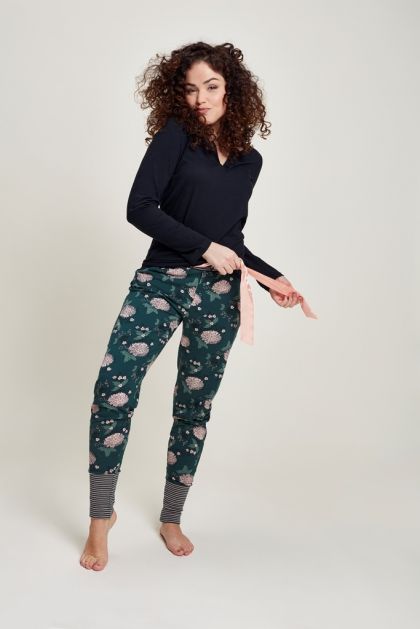 Charliechoe Dames Pyjama Groen Bloemen zwart L -