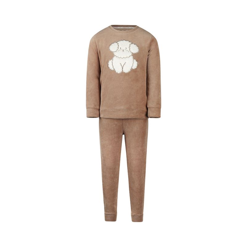 Charliechoe Girls velours set bruin 86/92 -
