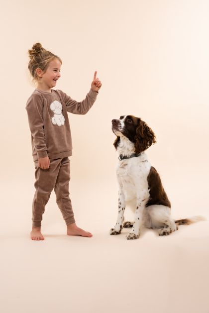 Charliechoe Girls velours set bruin 86/92 -