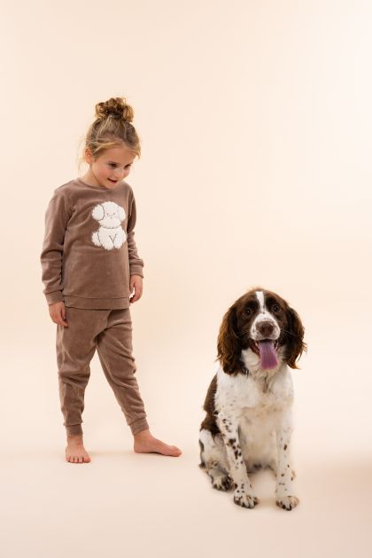 Charliechoe Girls velours set bruin 86/92 -