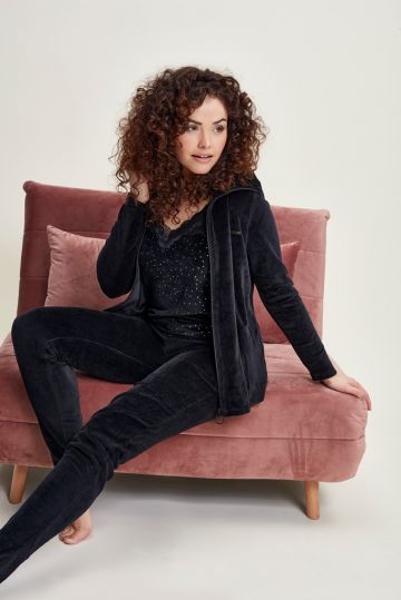 Charliechoe Ladies velours lounge set 3 stuks zwart L -