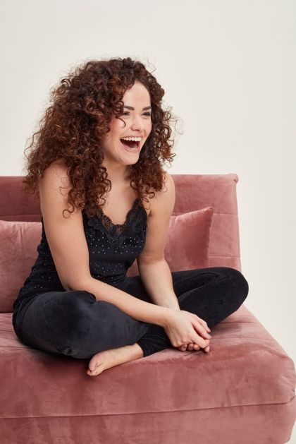 Charliechoe Ladies velours lounge set 3 stuks zwart L -