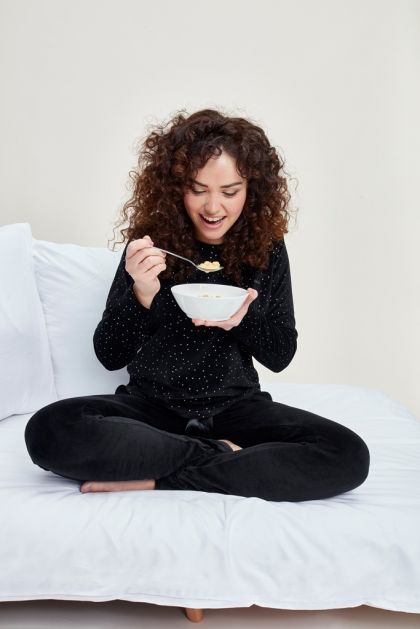 Charliechoe Ladies velours pyjama zwart M -