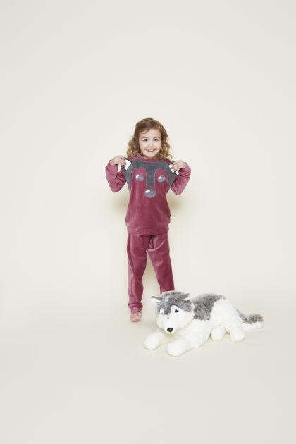 Charliechoe Pyjama girls velours set grijs 158/164 -