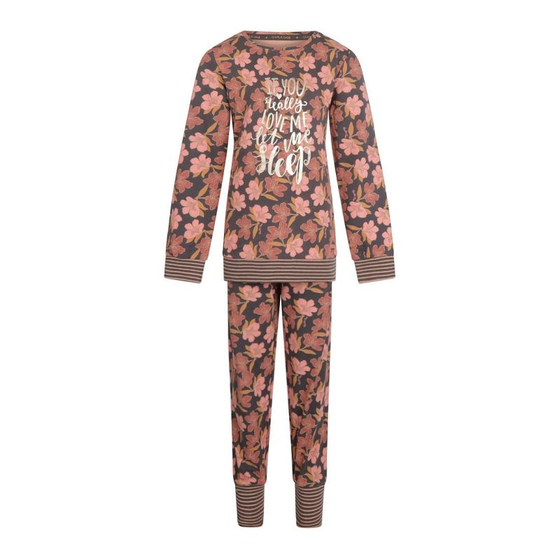Charliechoe Pyjama Lounge Set Donkergrijs Bloemen grijs 98/104 -