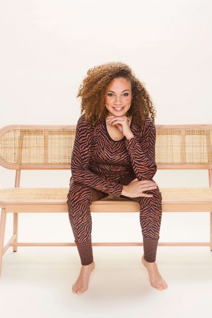 Charliechoe Pyjama Terra Tijgerstreep bruin M -