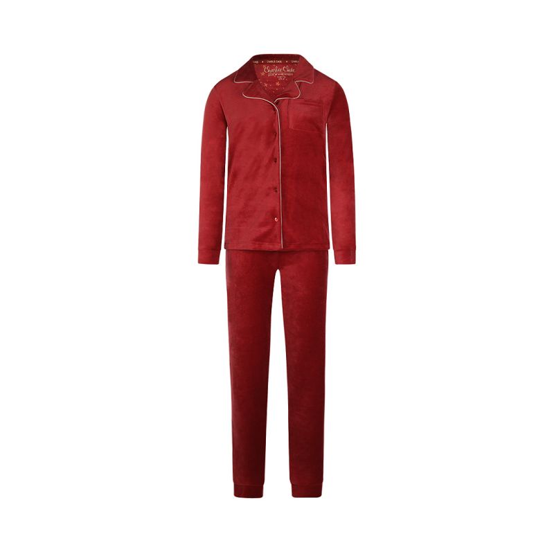 Charliechoe Women velours set rood S -
