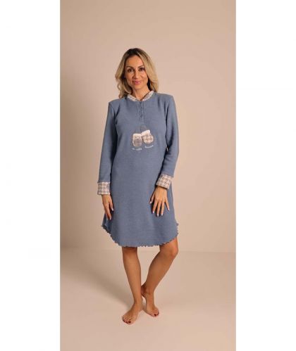 Gary Nachtkleed fleece blauw Xxl -