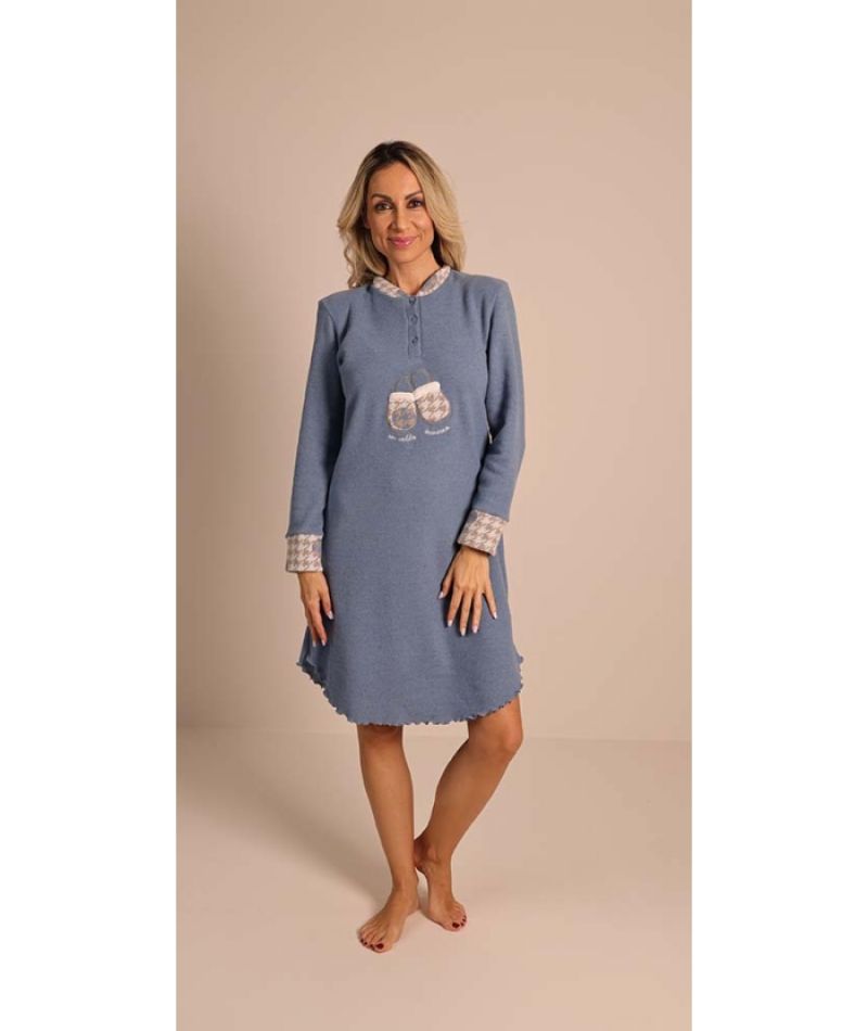 Gary Nachtkleed fleece blauw Xxl -