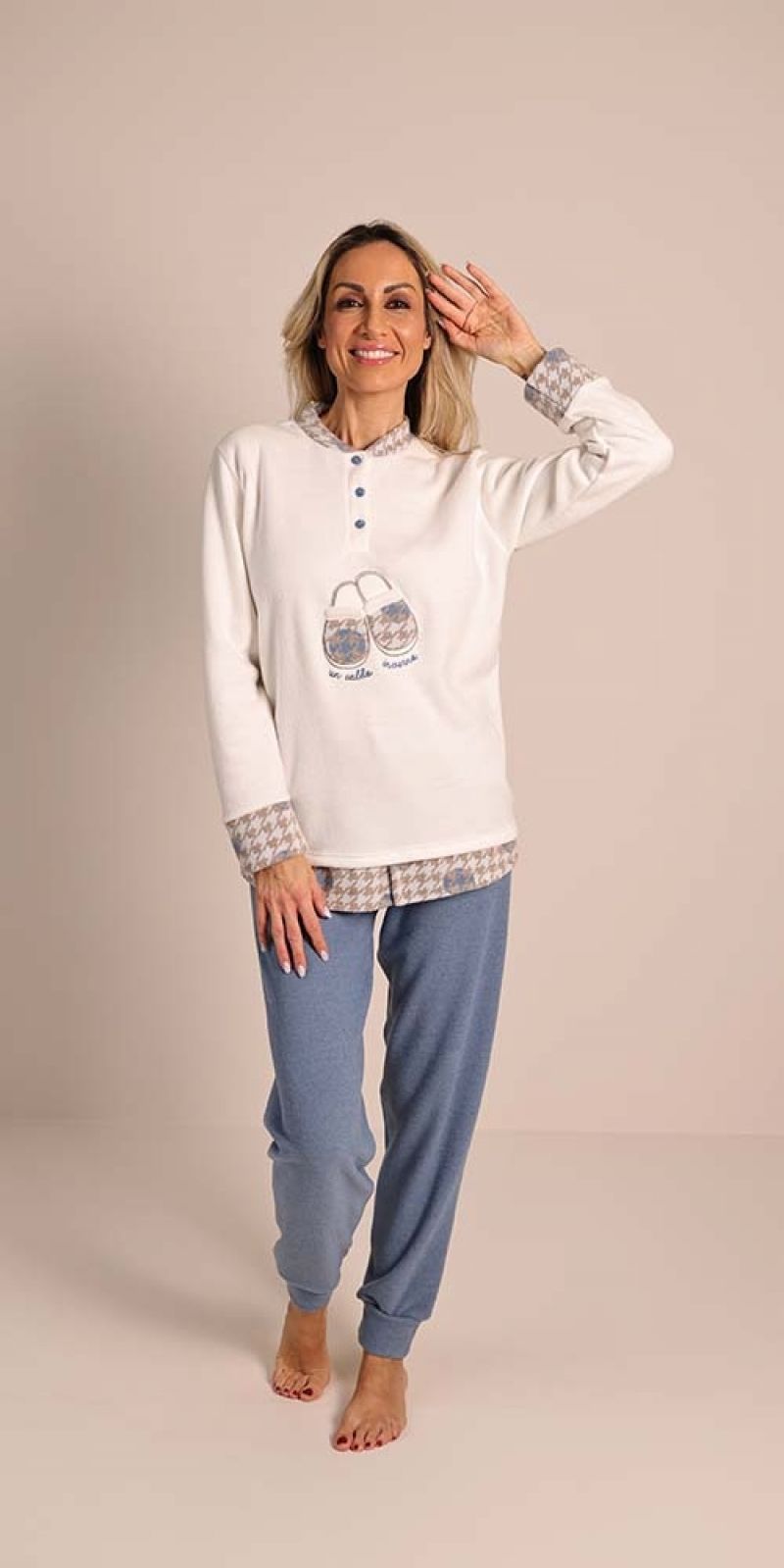 Gary Pjama fleece blauw L -