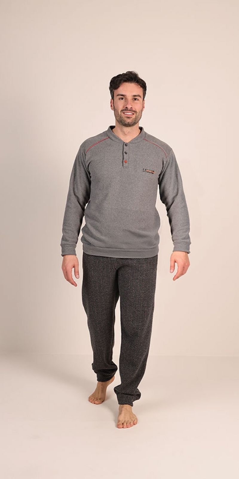 Gary Pjama fleece grijs 52 -