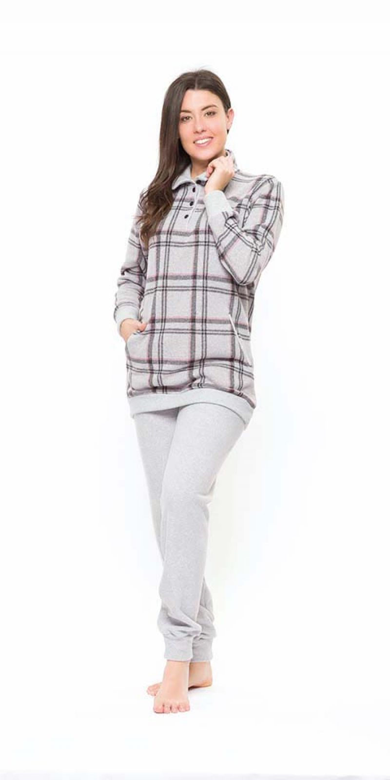 Gary Pyjama Fleece grijs S -