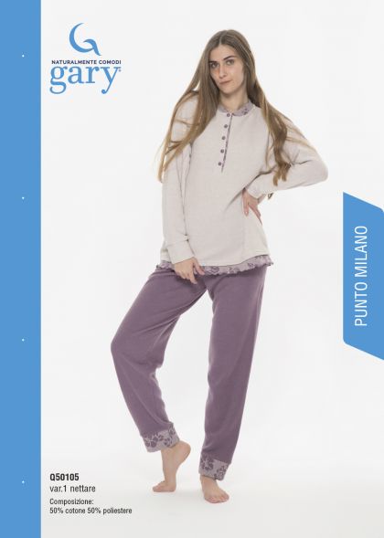 Gary Pyjama Fleece lila Xxl -