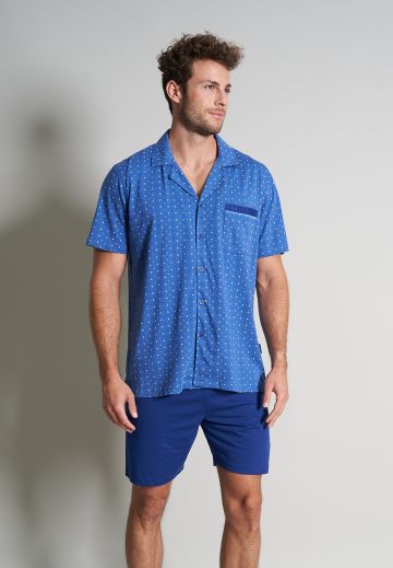 GÖtzburg Doorknoop pyjama blauw S -