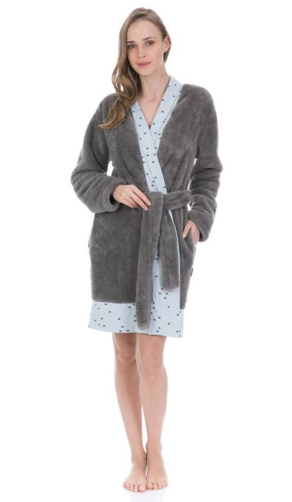 Happy People Kamerjas Vestaglia Donna - Pingu Star grijs Xs -