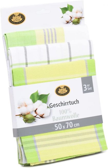 Lasa Home Keukenhanddoek 50/70 cm  3 stuks groen U -
