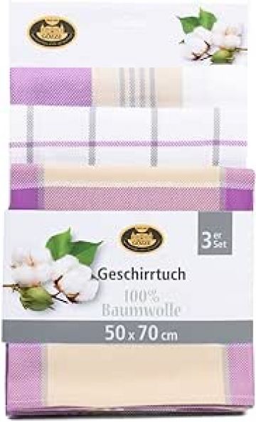 Lasa Home Keukenhanddoek 50/70 cm  3 stuks paars U -
