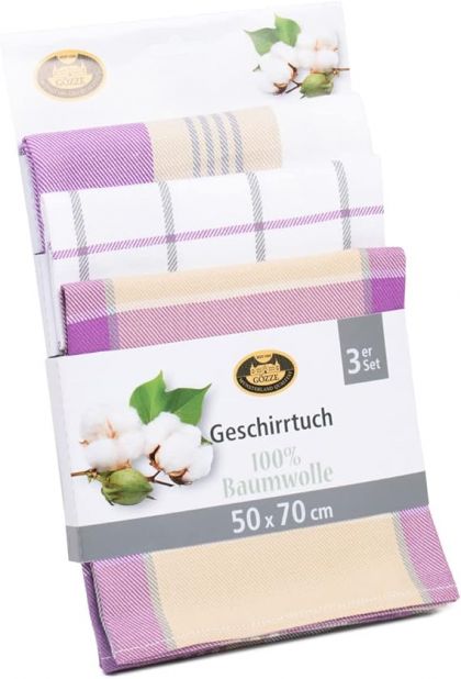 Lasa Home Keukenhanddoek 50/70 cm  3 stuks paars U -