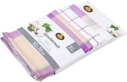 Lasa Home Keukenhanddoek 50/70 cm  3 stuks paars U -