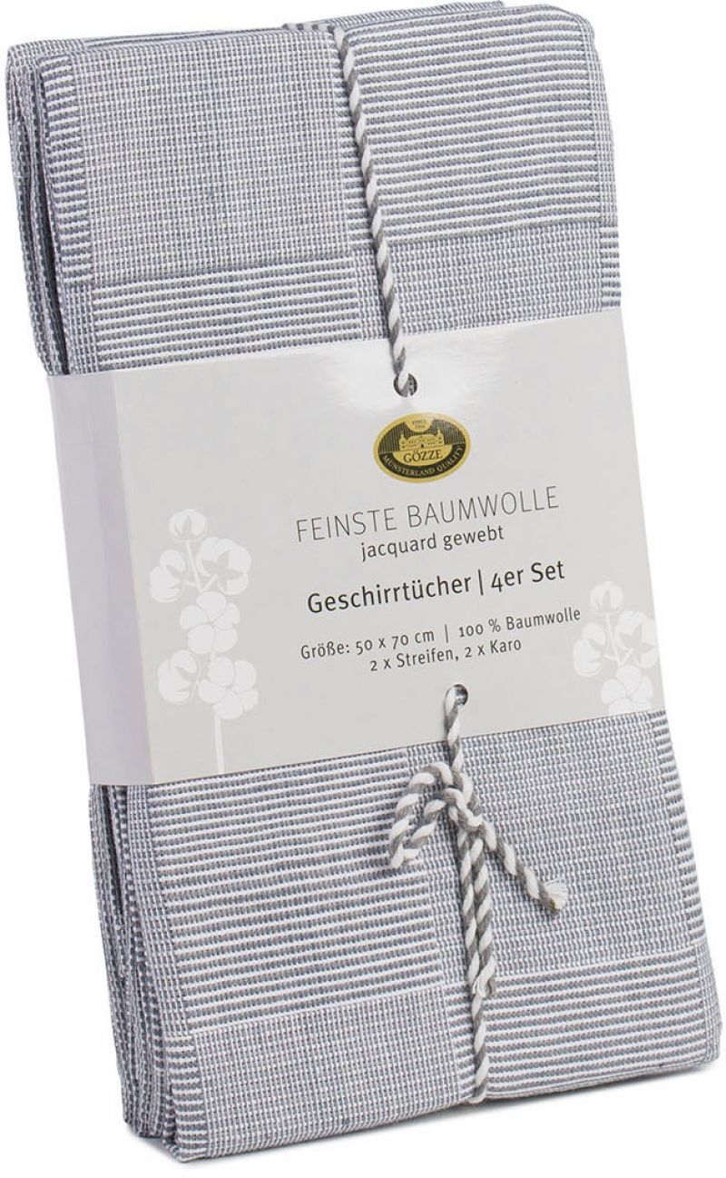 Lasa Home Keukenhanddoek 50/70 cm  4 stuks grijs U -
