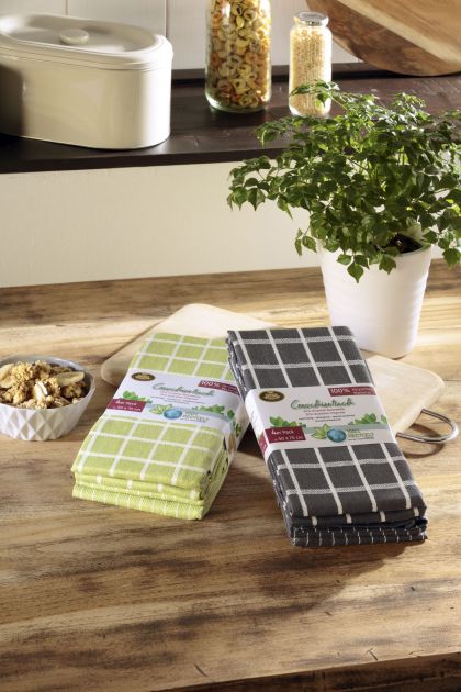 Lasa Home Keukenhanddoek 50/70 cm  4 stuks grijs U -