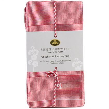 Lasa Home Keukenhanddoek 50/70 cm  4 stuks rood U -