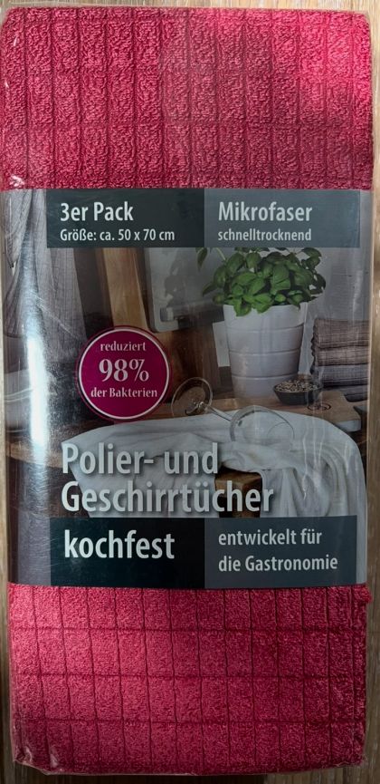 Lasa Home Poetsdoek Microfibre 50x70 3 stuks bordeaux U -