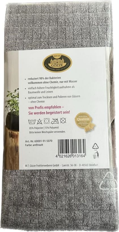 Lasa Home Poetsdoek Microfibre 50x70 3 stuks grijs U -