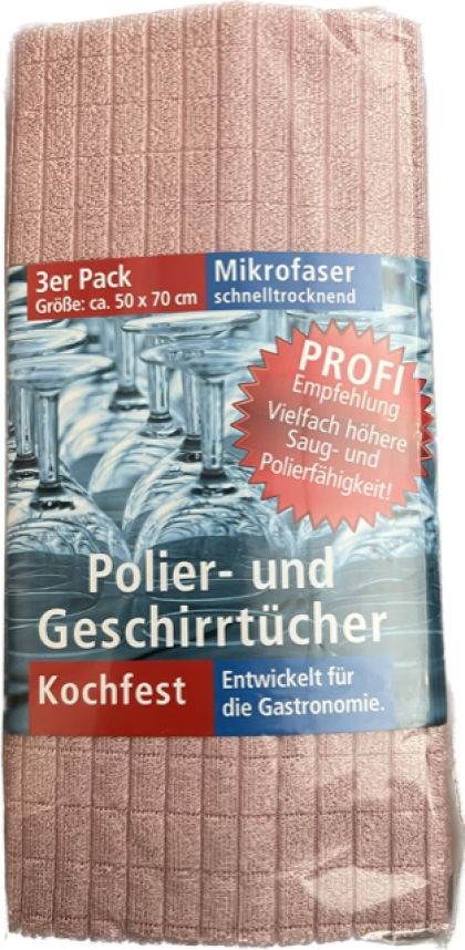 Lasa Home Poetsdoek Microfibre 50x70 3 stuks roos U -