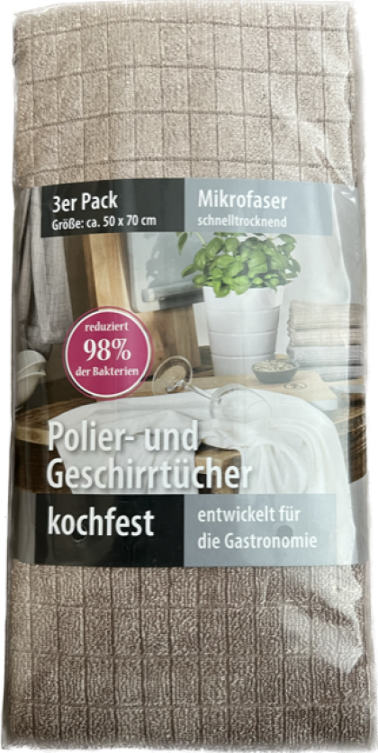 Lasa Home Poetsdoek Microfibre 50x70 3 stuks taupe U -