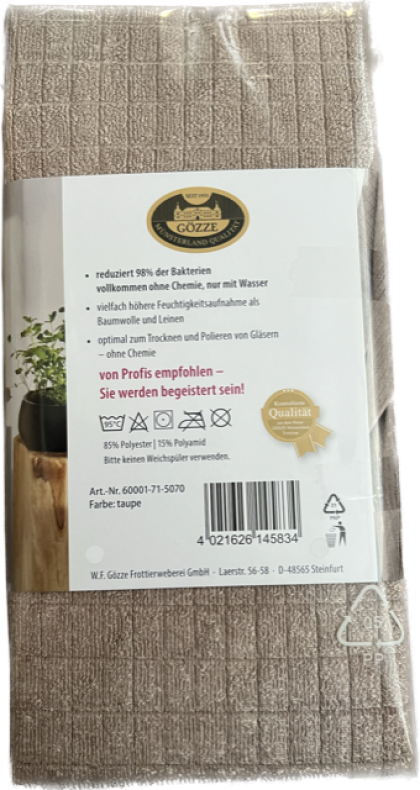 Lasa Home Poetsdoek Microfibre 50x70 3 stuks taupe U -