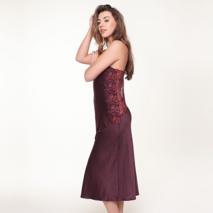 Linga Dore Lange jurk bordeaux L -