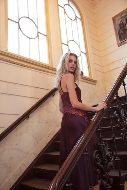 Linga Dore Lange jurk bordeaux L -