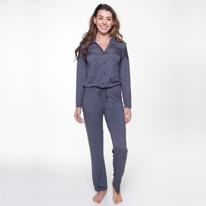 Linga Dore Pyjama set doorknoop grijs 3xl -