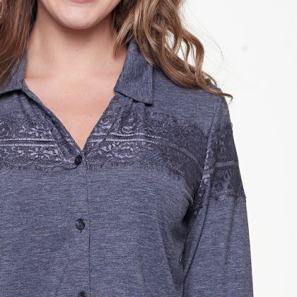 Linga Dore Pyjama set doorknoop grijs 3xl -