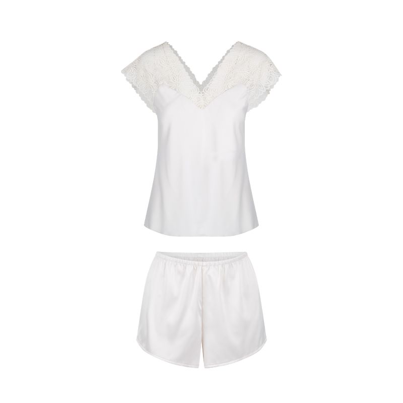 Linga Dore Satijn shortama set Powder puff champagne L -