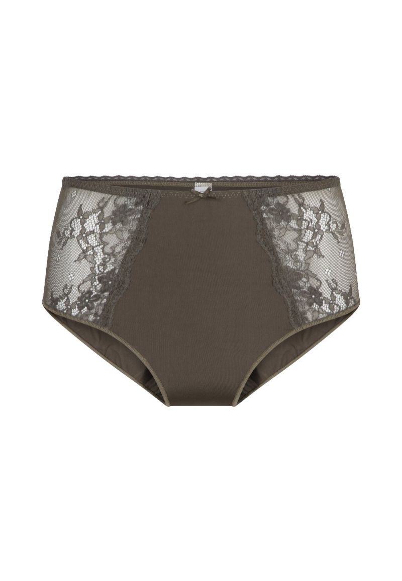 Linga Dore Slip High Waist Brief Daily Lace champagne L -